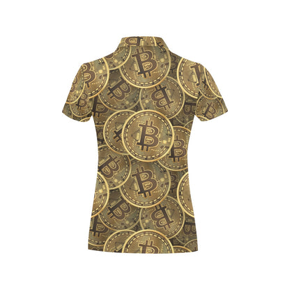 Bitcoin Pattern Print Design DO01 Women's Polo Shirt
