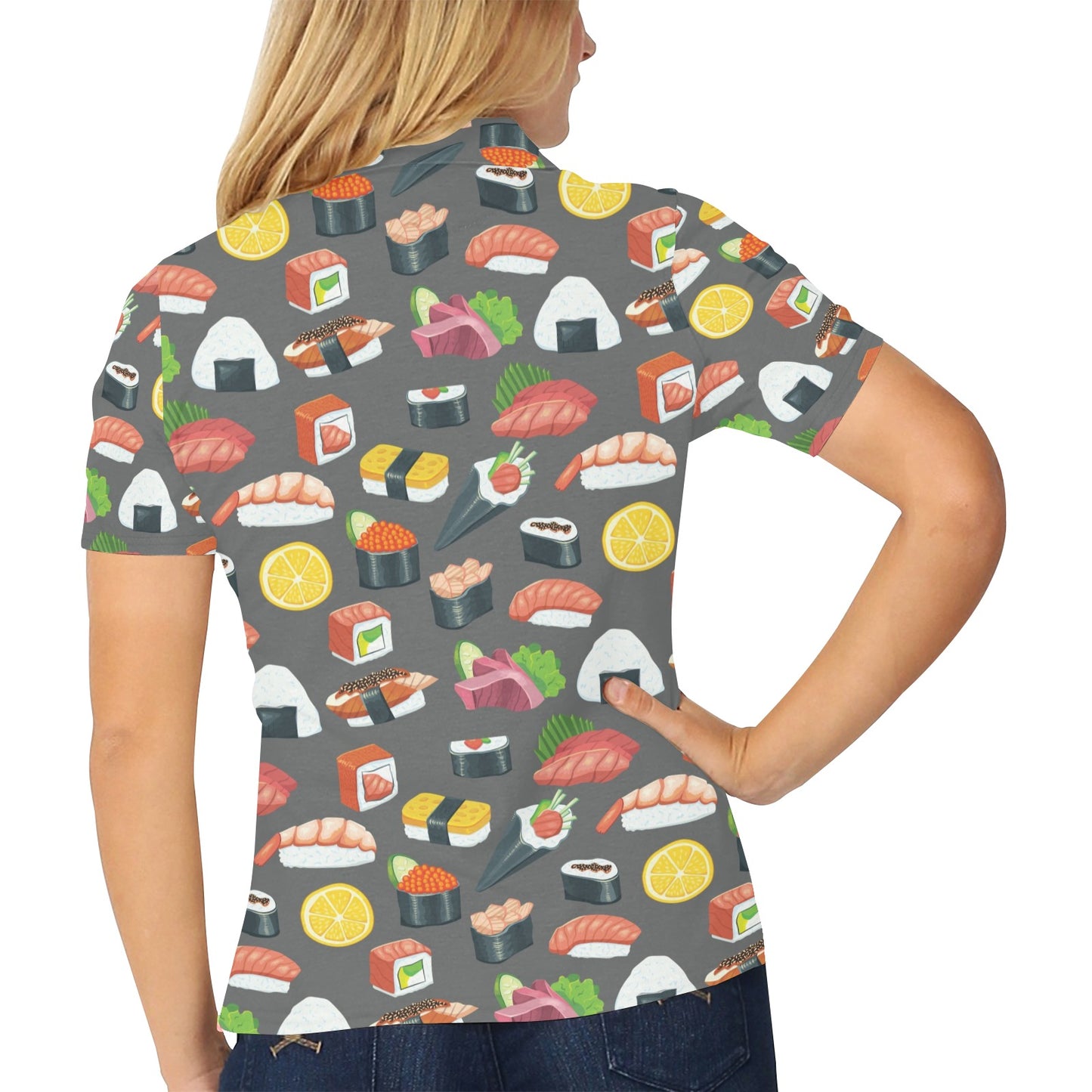 Sushi Print Design LKS302 Women's Polo Shirt