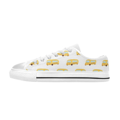 School Bus Print Design LKS306 Women's White Low Top Shoes