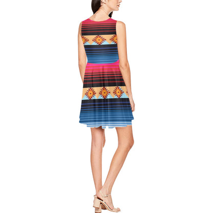 Mexican Pattern Print Design 03 Sleeveless Dress