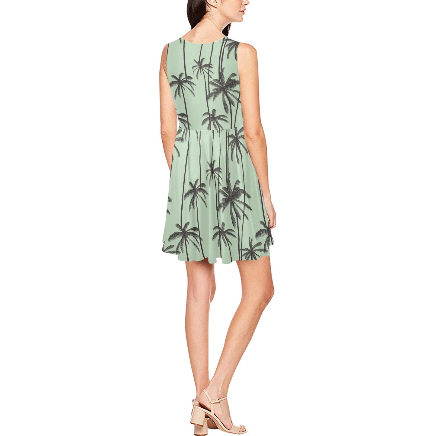 Palm Tree Pattern Print Design A04 Sleeveless Dress