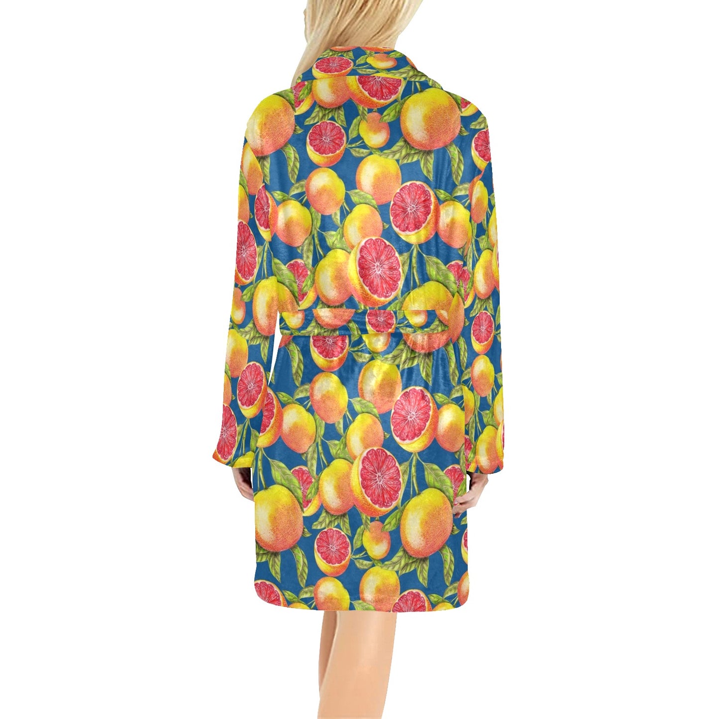 Grapefruit Pattern Print Design GF04 Women's Fleece Robe