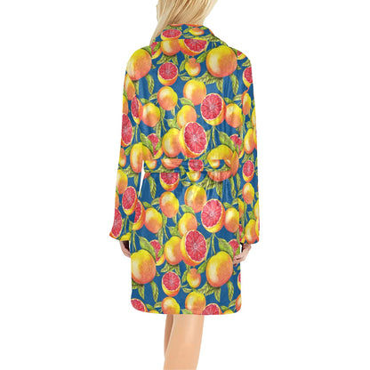 Grapefruit Pattern Print Design GF04 Women's Fleece Robe
