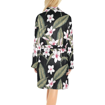 Plumeria Pattern Print Design PM021 Women's Fleece Robe