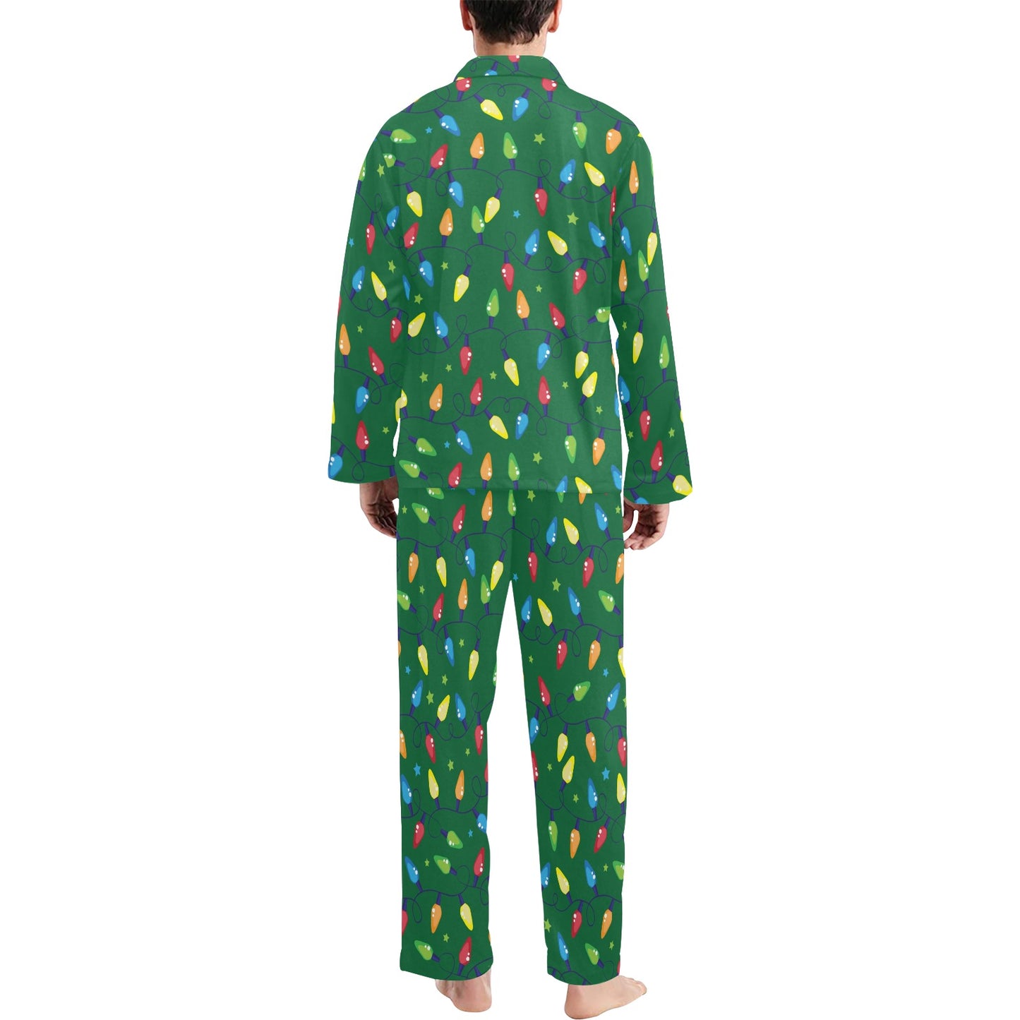 Christmas Light Pattern Print Design 02 Men's Long Pajama Set