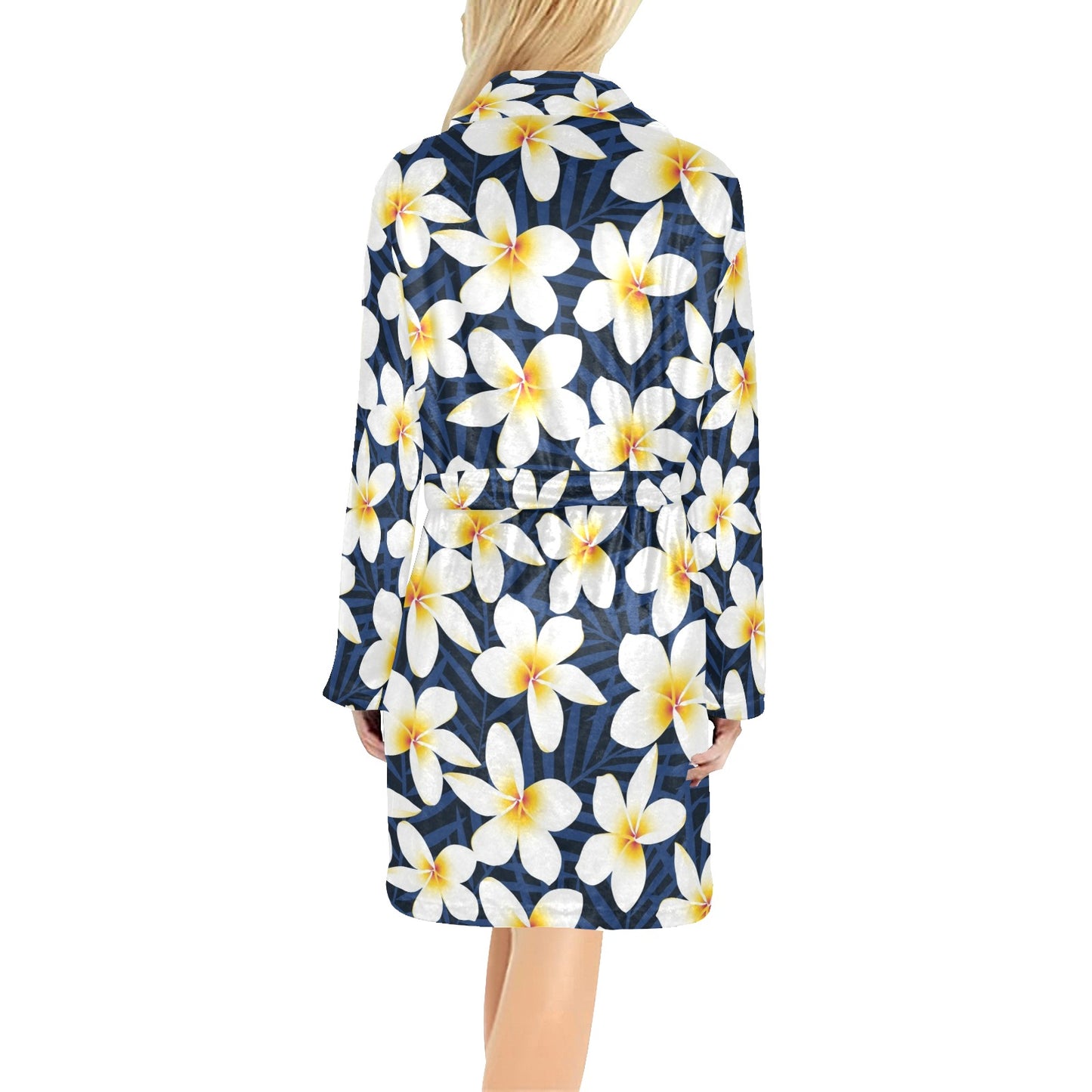 Plumeria Pattern Print Design PM026 Women's Fleece Robe