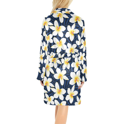Plumeria Pattern Print Design PM026 Women's Fleece Robe