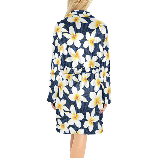 Plumeria Pattern Print Design PM026 Women's Fleece Robe