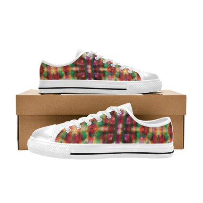 Tie Dye Print Design LKS301 Women's White Low Top Shoes