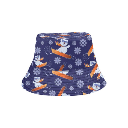Snowboard Bear Print Design LKS305 Unisex Bucket Hat