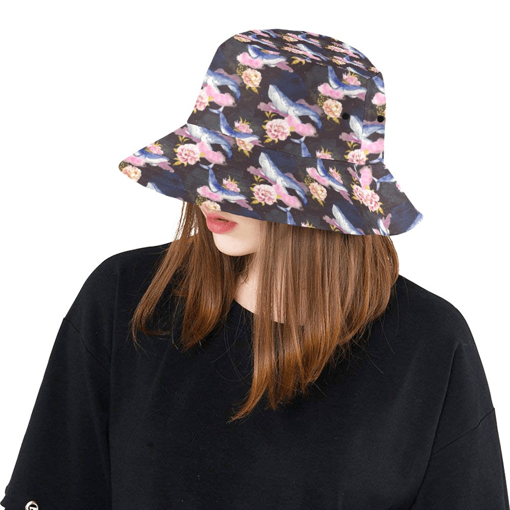 Blue Whale Print Design LKS401 Unisex Bucket Hat