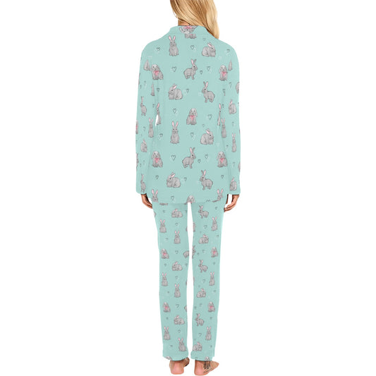 Bunny Pattern Print Design 02 Women's Long Pajama Set
