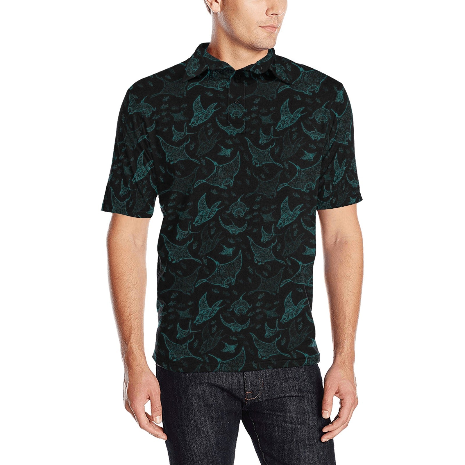 Manta Ray Print Design LKS402 Men Polo Shirt