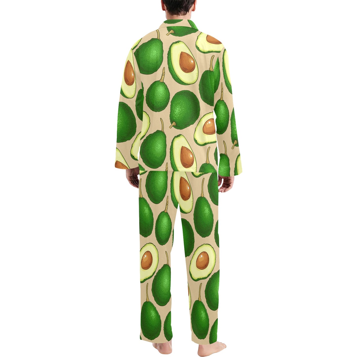 Avocado Pattern Print Design AC010 Men's Long Pajama Set