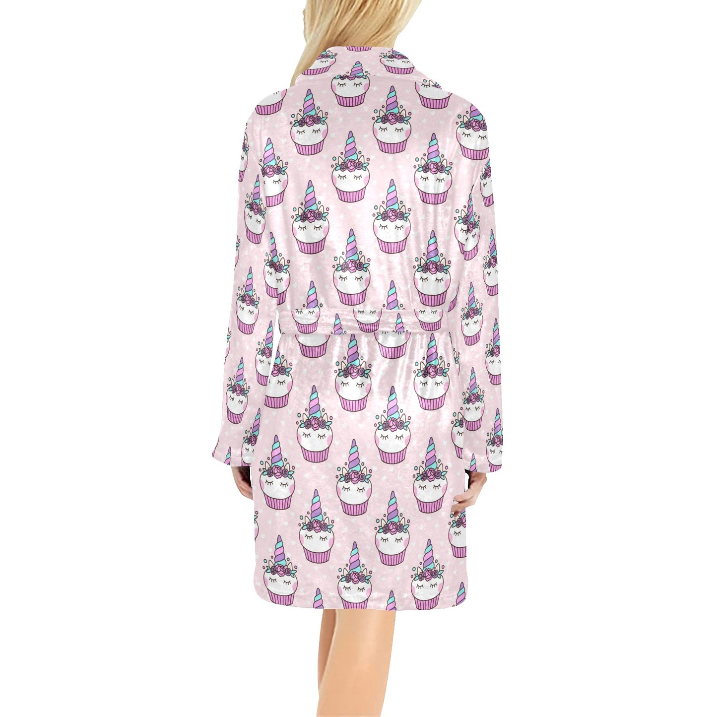 Cupcakes Unicorn Print Pattern Women's Fleece Robe