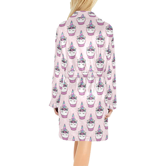 Cupcakes Unicorn Print Pattern Women's Fleece Robe