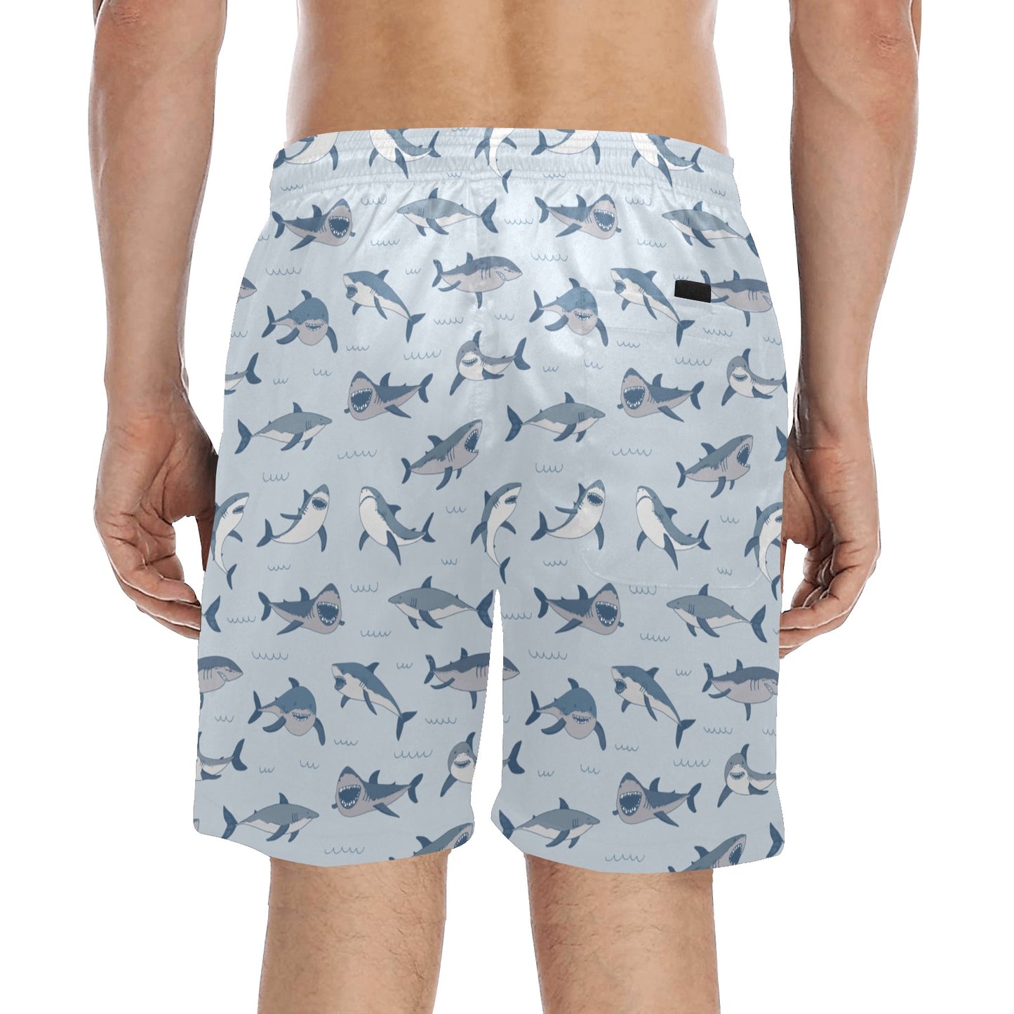 Shark Print Design LKS304 Men's Swim Trunks Beach Shorts