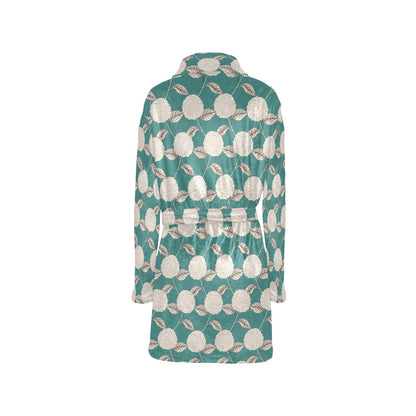 Hydrangea Pattern Print Design HD03 Women's Fleece Robe