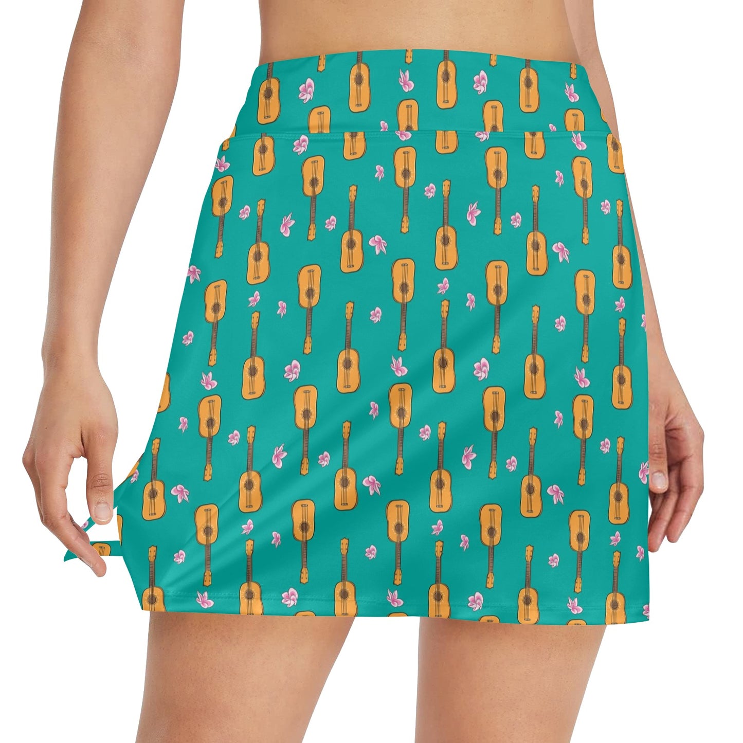 Ukulele Print Design LKS403 17" Golf & Pickleball Skort with Pockets