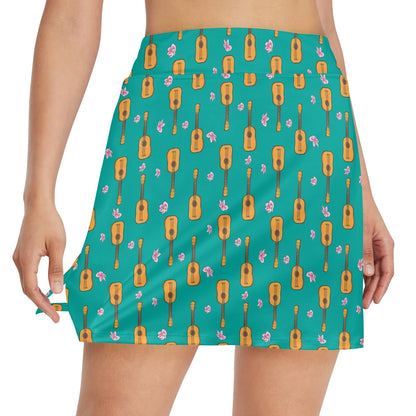 Ukulele Print Design LKS403 17" Golf & Pickleball Skort with Pockets