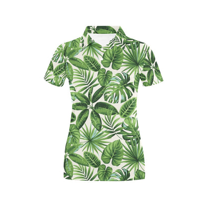 Tropical Flower Pattern Print Design TF013 Women's Polo Shirt