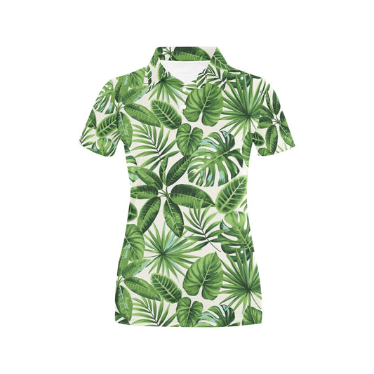 Tropical Flower Pattern Print Design TF013 Women's Polo Shirt
