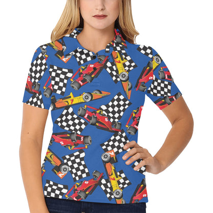 Racing Pattern Print Design A01 Women's Polo Shirt