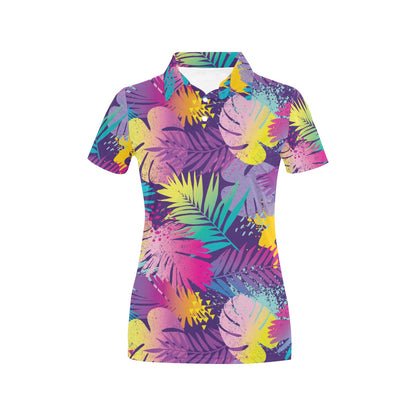 Palm Leaf Pattern Print Design A04 Women's Polo Shirt