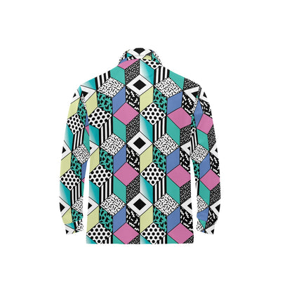 90s Pattern Print Design 3 Long Sleeve Polo Shirt For Men's