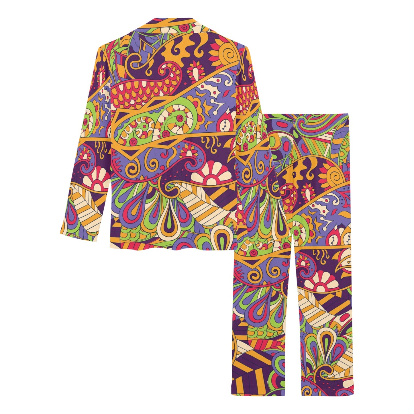 Funky Retro Pattern Print Design A04 Women's Long Pajama Set
