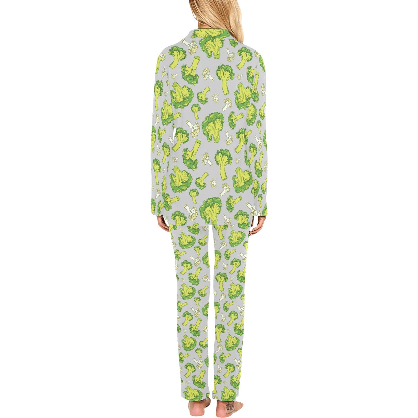 Broccoli Pattern Print Design 03 Women's Long Pajama Set