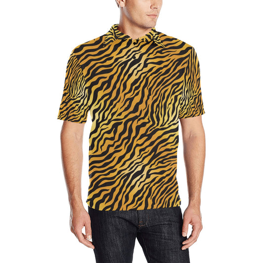 Tiger Print Design LKS302 Men Polo Shirt