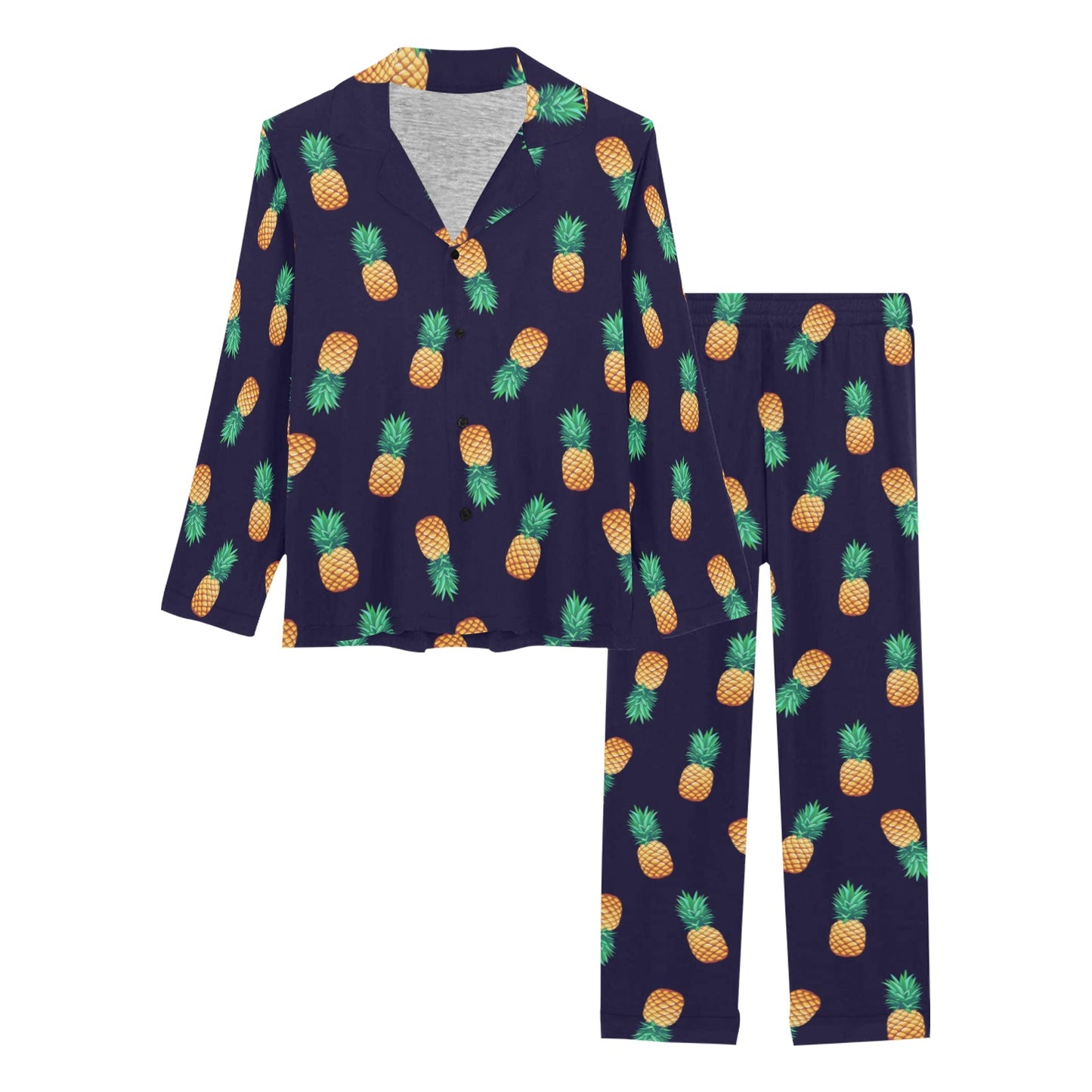 Pineapple Pattern Women's Long Pajama Set