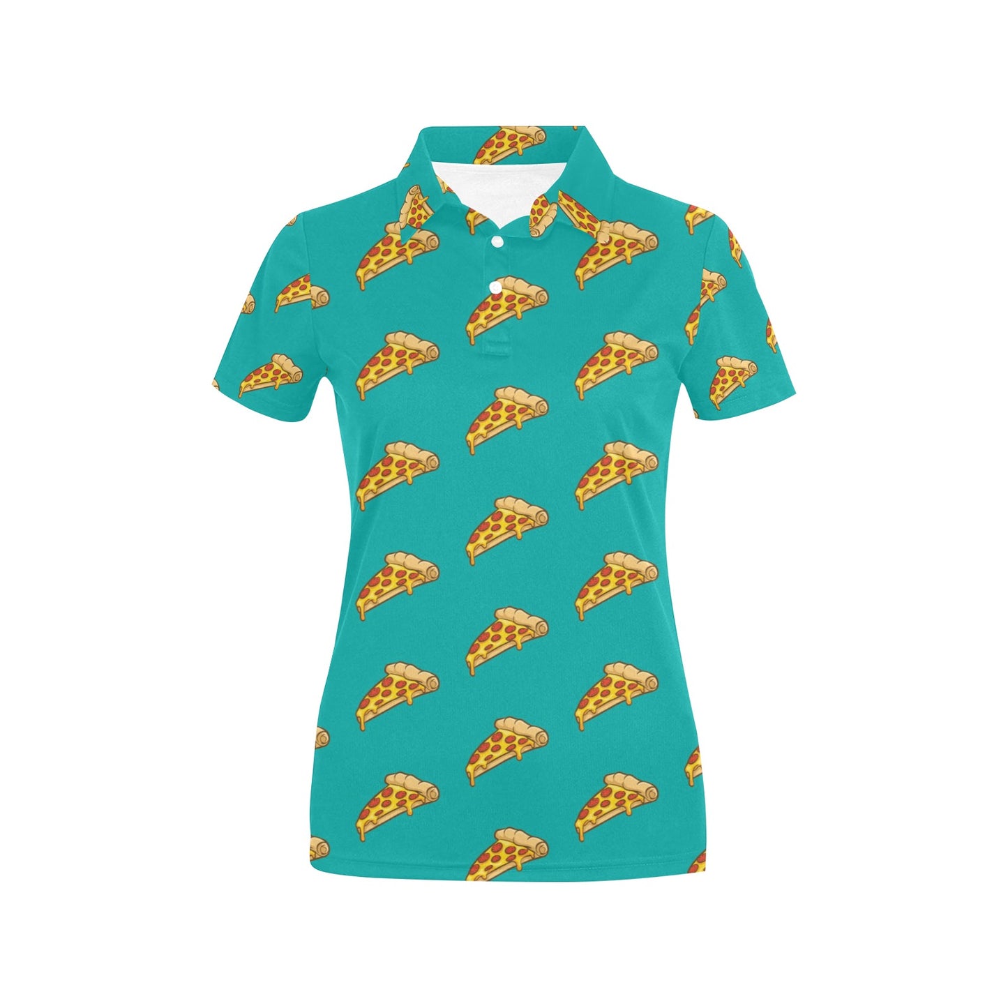 Pizza Pattern Print Design A03 Women's Polo Shirt