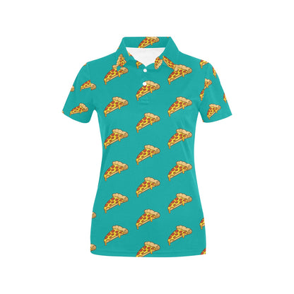 Pizza Pattern Print Design A03 Women's Polo Shirt