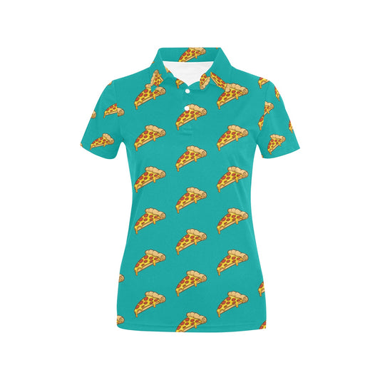 Pizza Pattern Print Design A03 Women's Polo Shirt