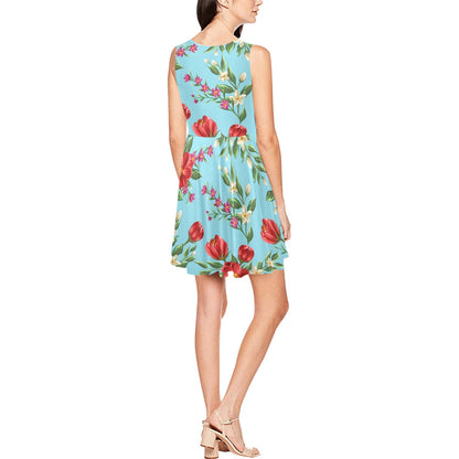 Summer Floral Pattern Print Design SF011 Sleeveless Dress