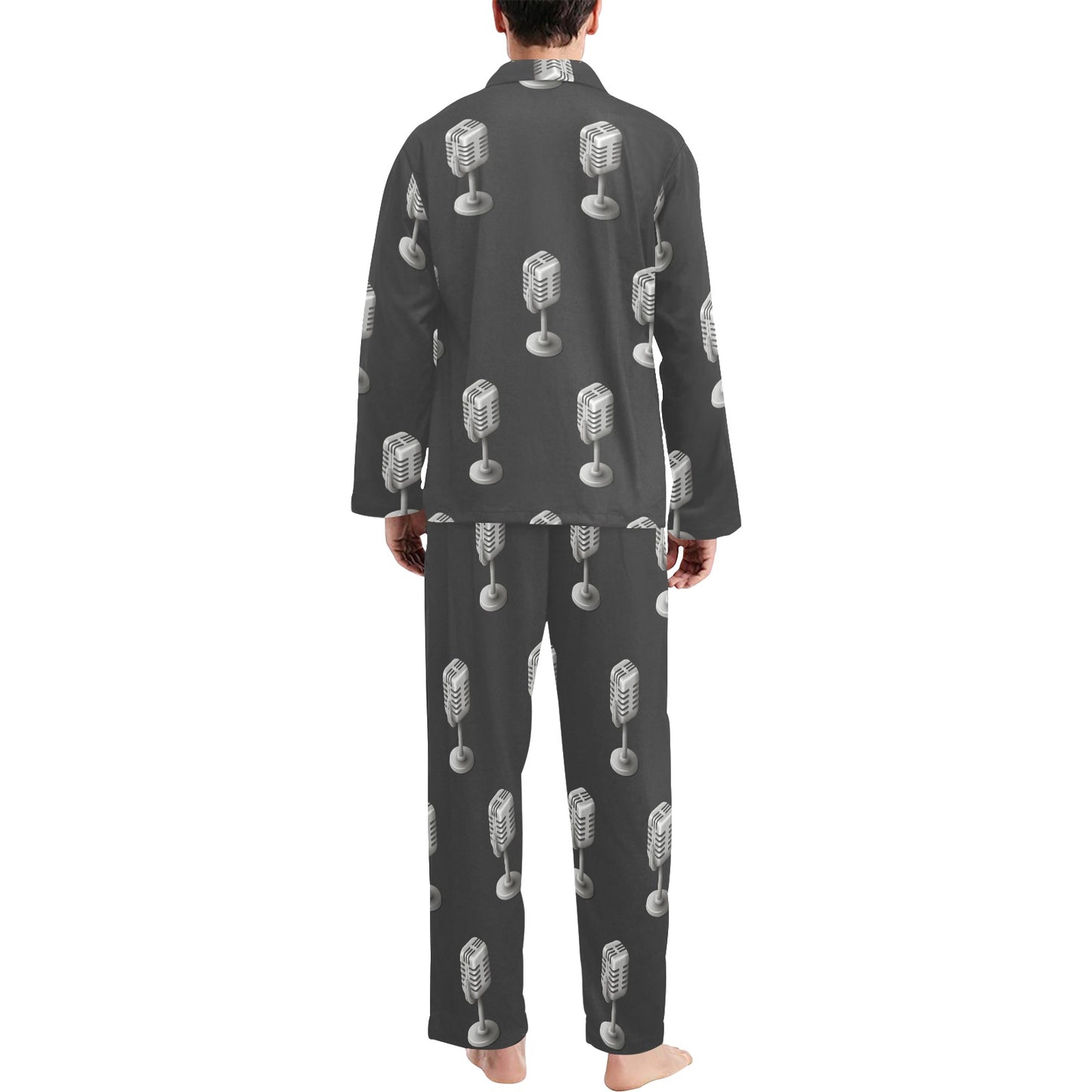 Microphone Vintage Pattern Print Design 01 Men's Long Pajama Set