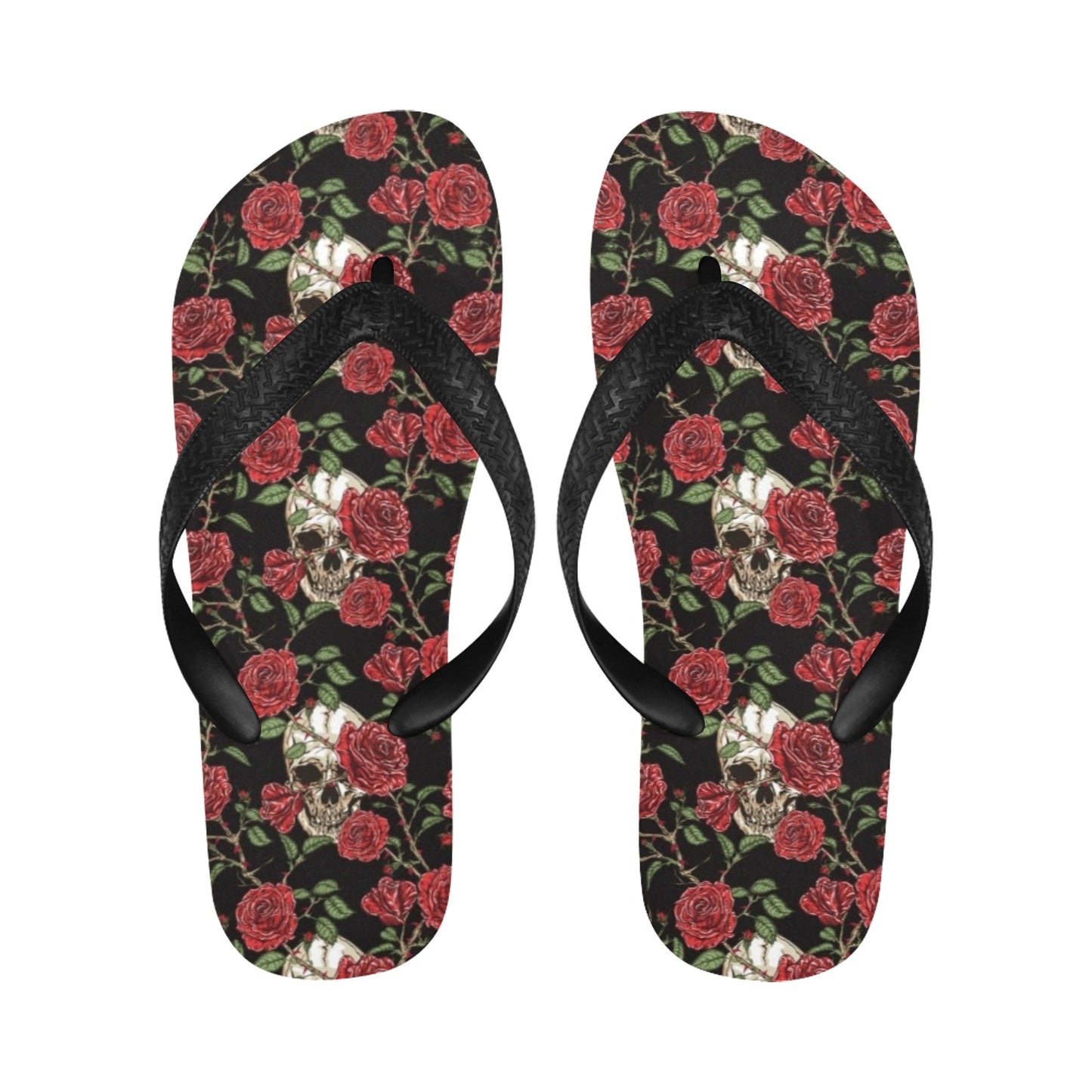 Skull And Roses Print Design LKS303 Flip Flops