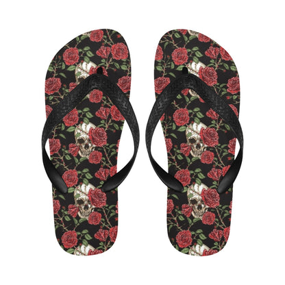 Skull And Roses Print Design LKS303 Flip Flops