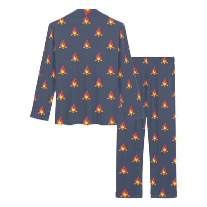 Campfire Pattern Print Design 02 Women's Long Pajama Set