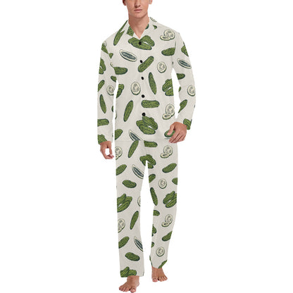 Cucumber Pattern Print Design CC05 Men's Long Pajama Set