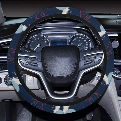 Wolf Moon Print Design LKS304 Steering Wheel Cover with Elastic Edge