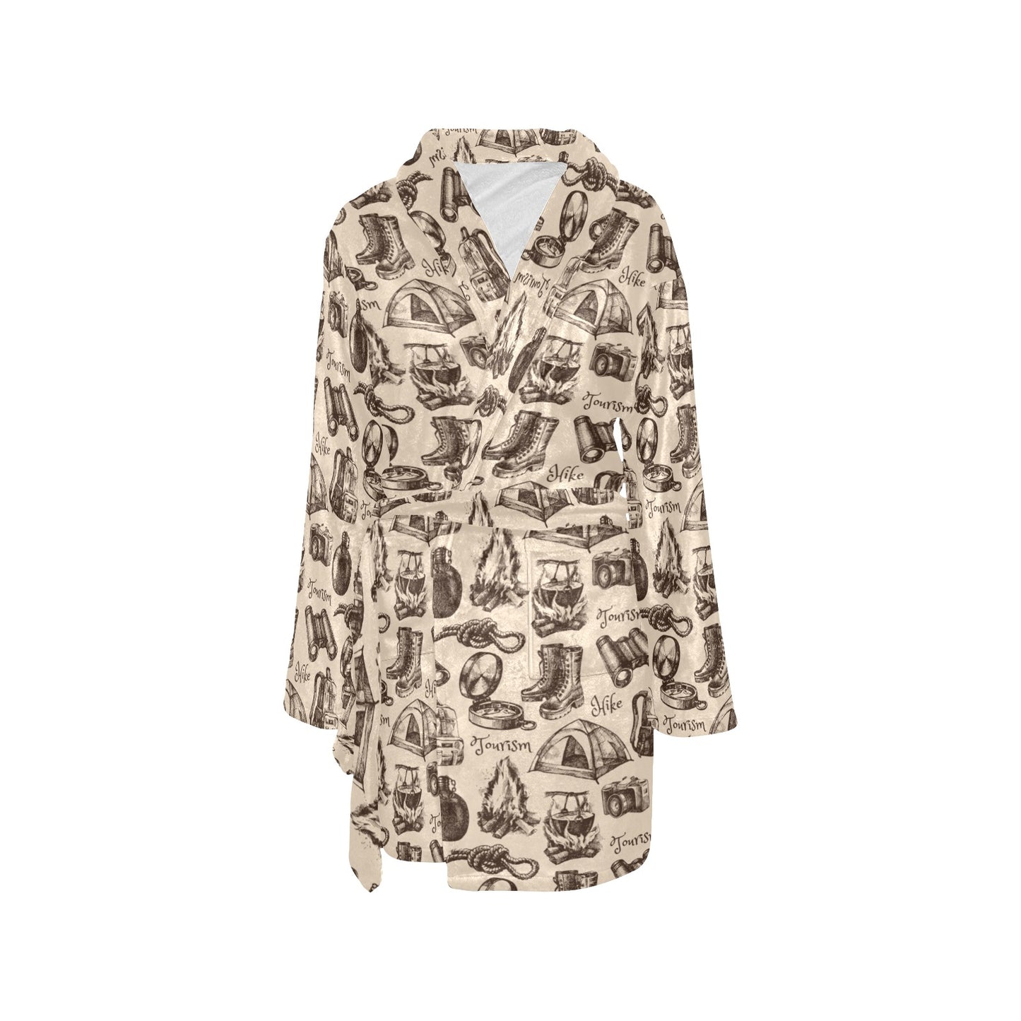 Camping Pattern Print Design 01 Women's Fleece Robe