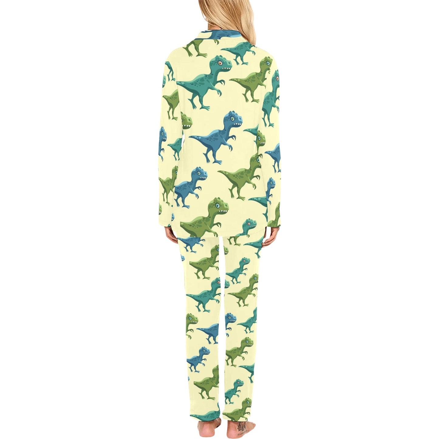 T Rex Pattern Print Design A04 Women's Long Pajama Set
