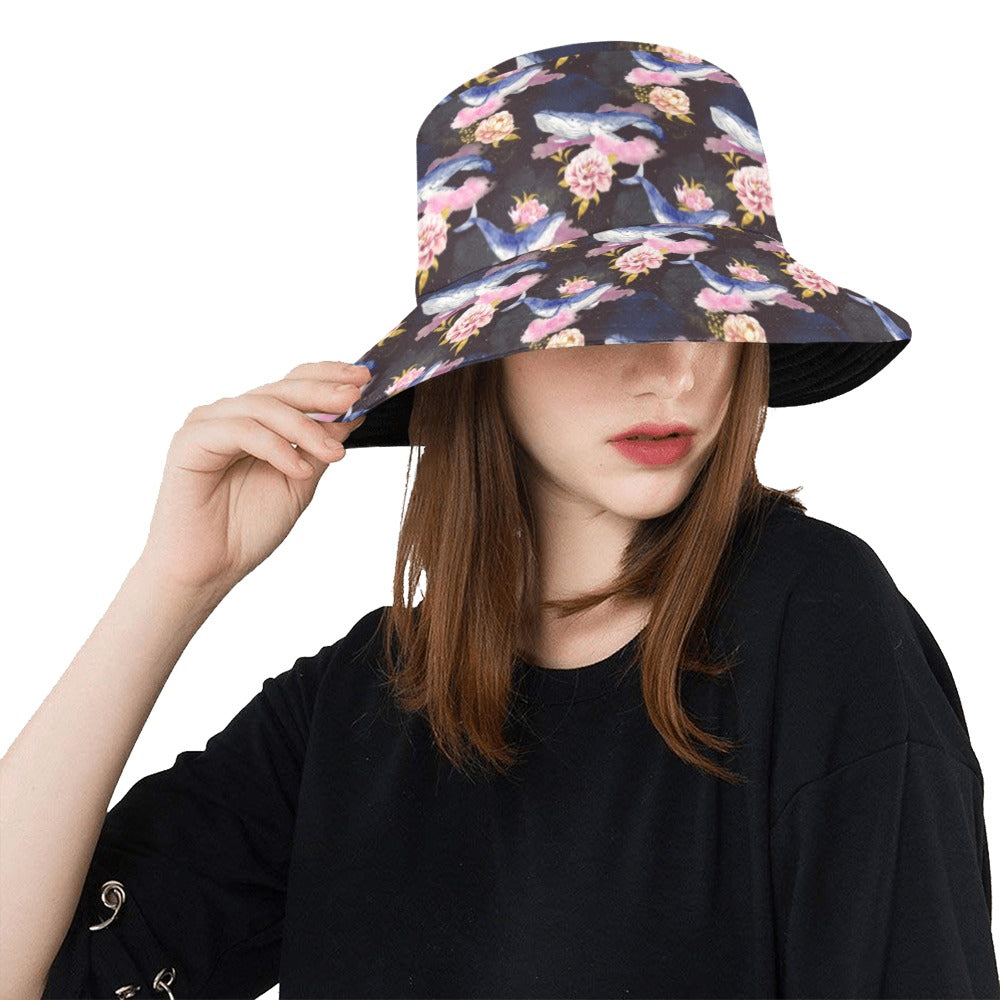 Blue Whale Print Design LKS401 Unisex Bucket Hat