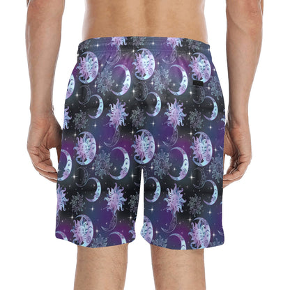 Sun Moon Print Design LKS303 Men's Swim Trunks Beach Shorts