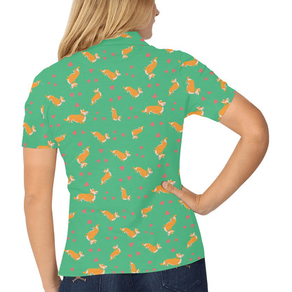 Cardigan Welsh Corgis Pattern Print Design 03 Women's Polo Shirt