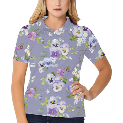 Pansy Pattern Print Design PS05 Women's Polo Shirt