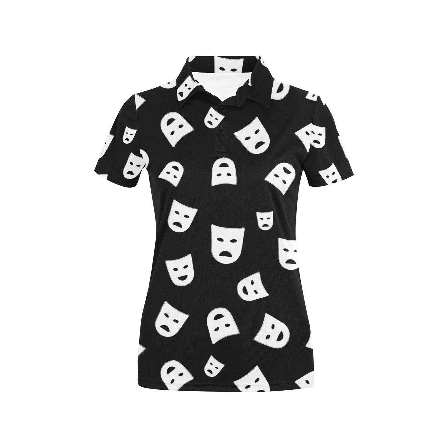 Acting Mask Pattern Print Design 03 Women's Polo Shirt